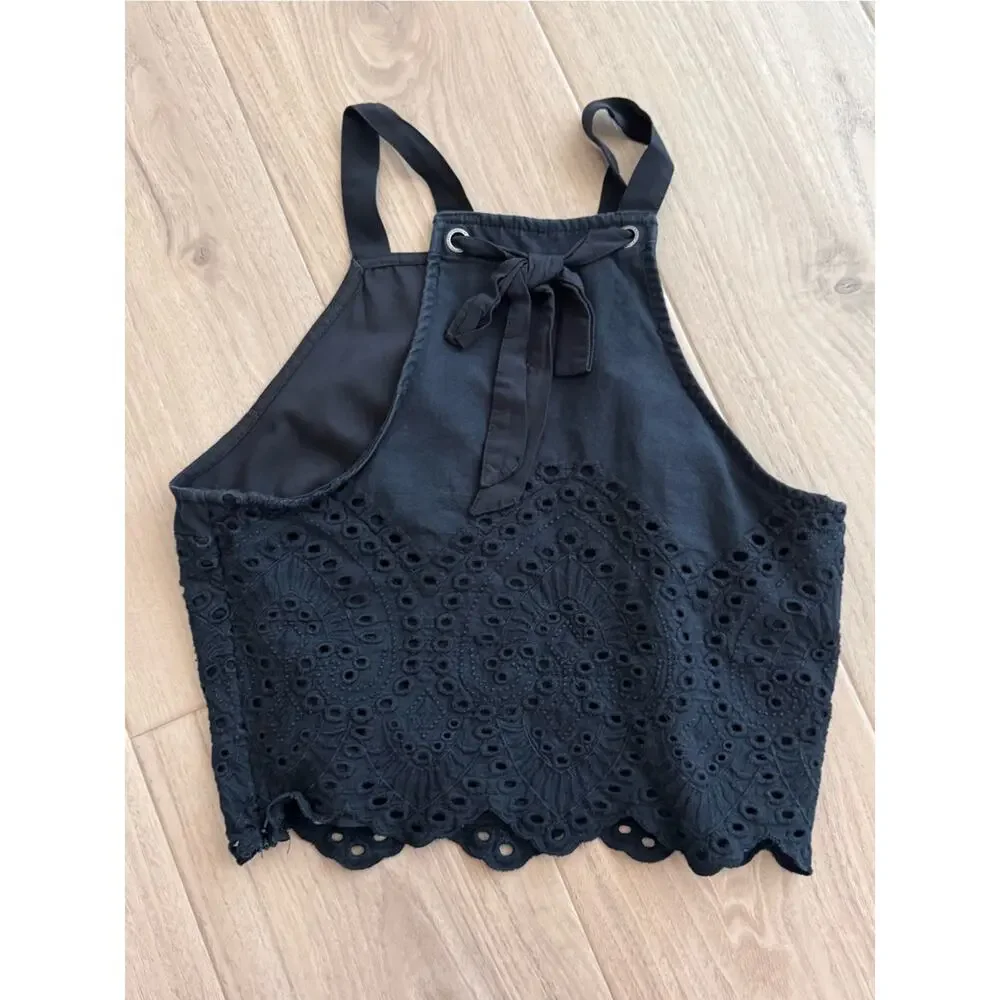 Abercrombie & Fitch Black Eyelet Top - Picture 2 of 6